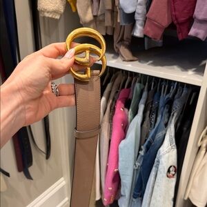 Gucci Tan Belt with Gold Buckle